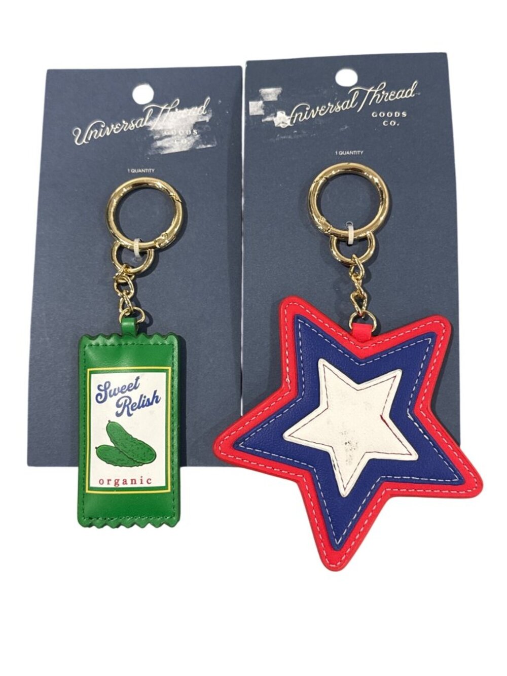 Set of 2 Universal Thread Keychain Set Star & Relish Organic Design Faux Leather